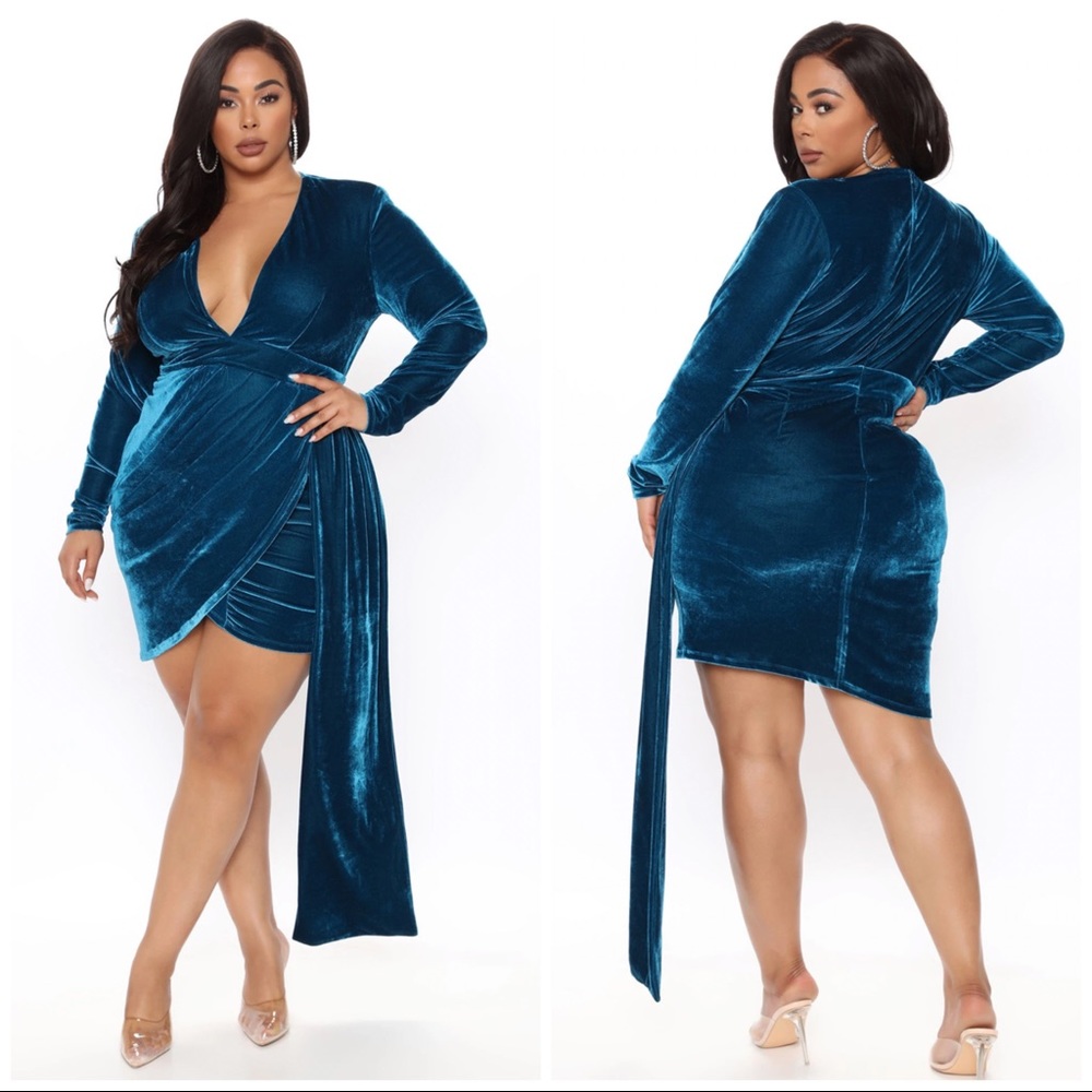 Venice Velvet Mini Dress - Teal